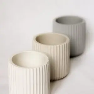 Albâtre pot décoratif rond ondulé